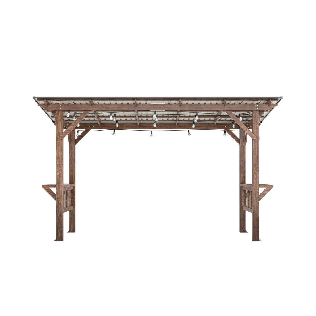[06X13FT] Alora Durable Outdoor Hardtop BBQ Grill Shelter Gazebo With Shelves (SAK65420)