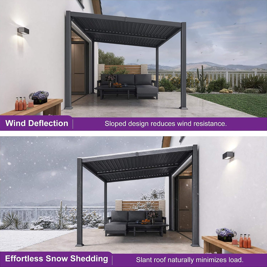 [08X10FT] Alora Modern Louvered Aluminum Pergola With Sloped Roof (SAK12169)
