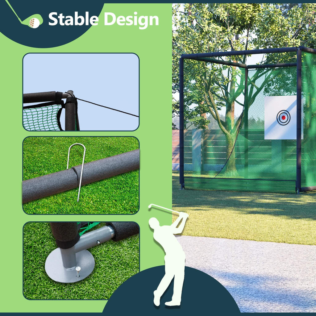 [10X10FT] Golf Practice Net Cage With Metal Frame (SAK41786)