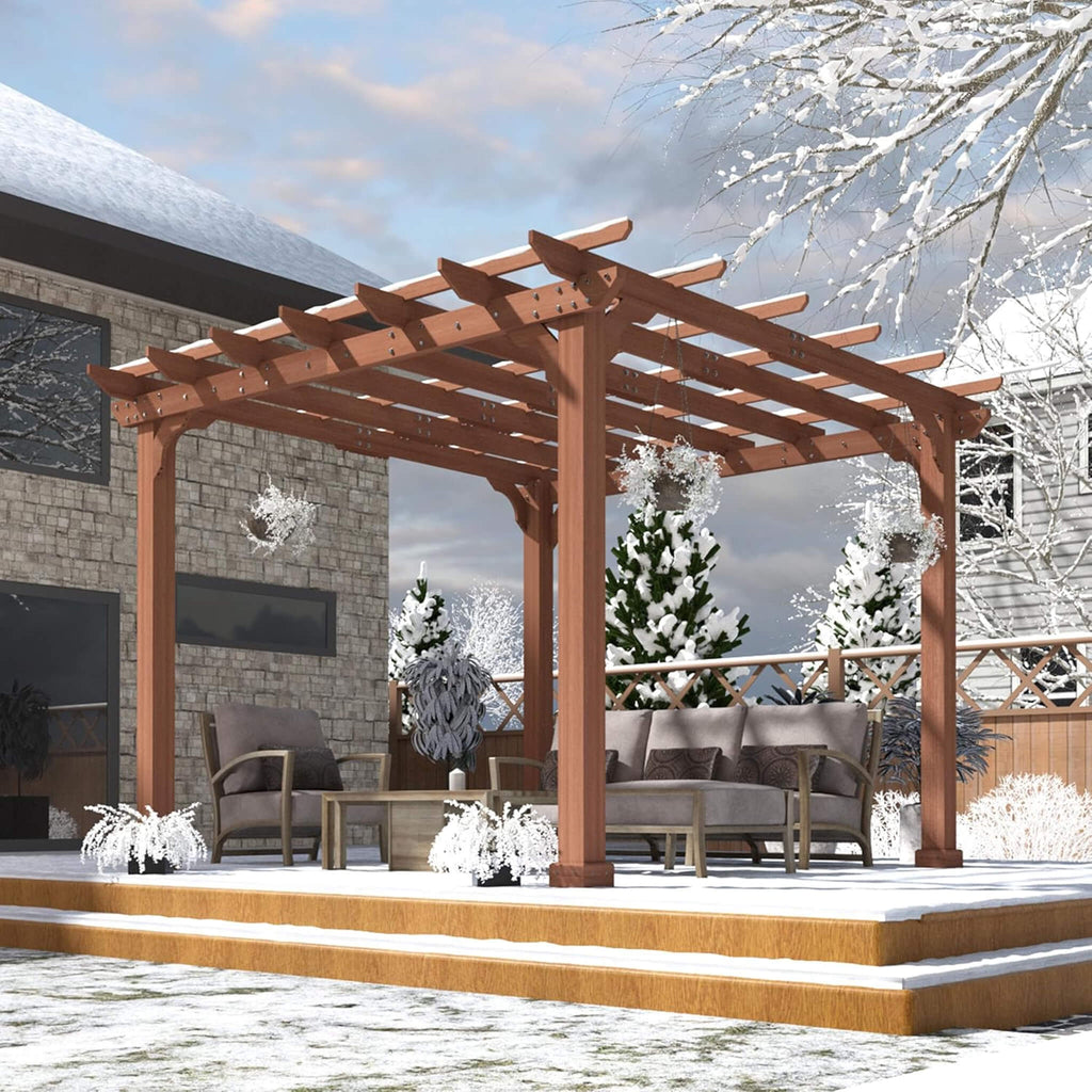 Alora Outdoor Cedar Wood Patio Pergola With Slatted Trellis Roof (SAK92150)