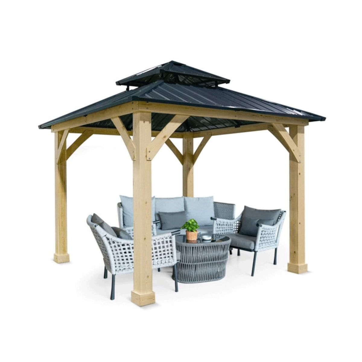 [10X10FT] Alora Premium Outdoor Patio Hardtop Gazebo With Double Steel Roof (SAK01291)