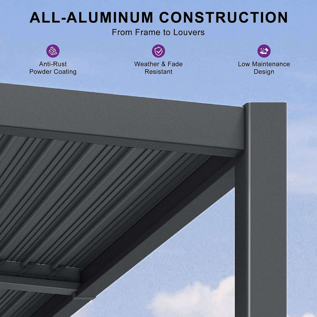 [10X12FT] Alora Modern Louvered Aluminum Pergola With Sloped Roof (SAK41765)
