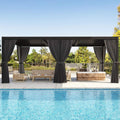 [10X20FT] Alora Premium Louvered Pergola With Curtains And Netting (SAK67041)