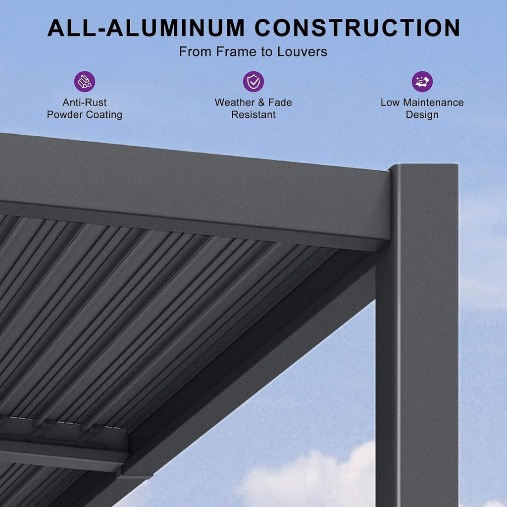 [11X18FT] Alora Modern Louvered Aluminum Pergola With Sloped Roof (SAK29326)