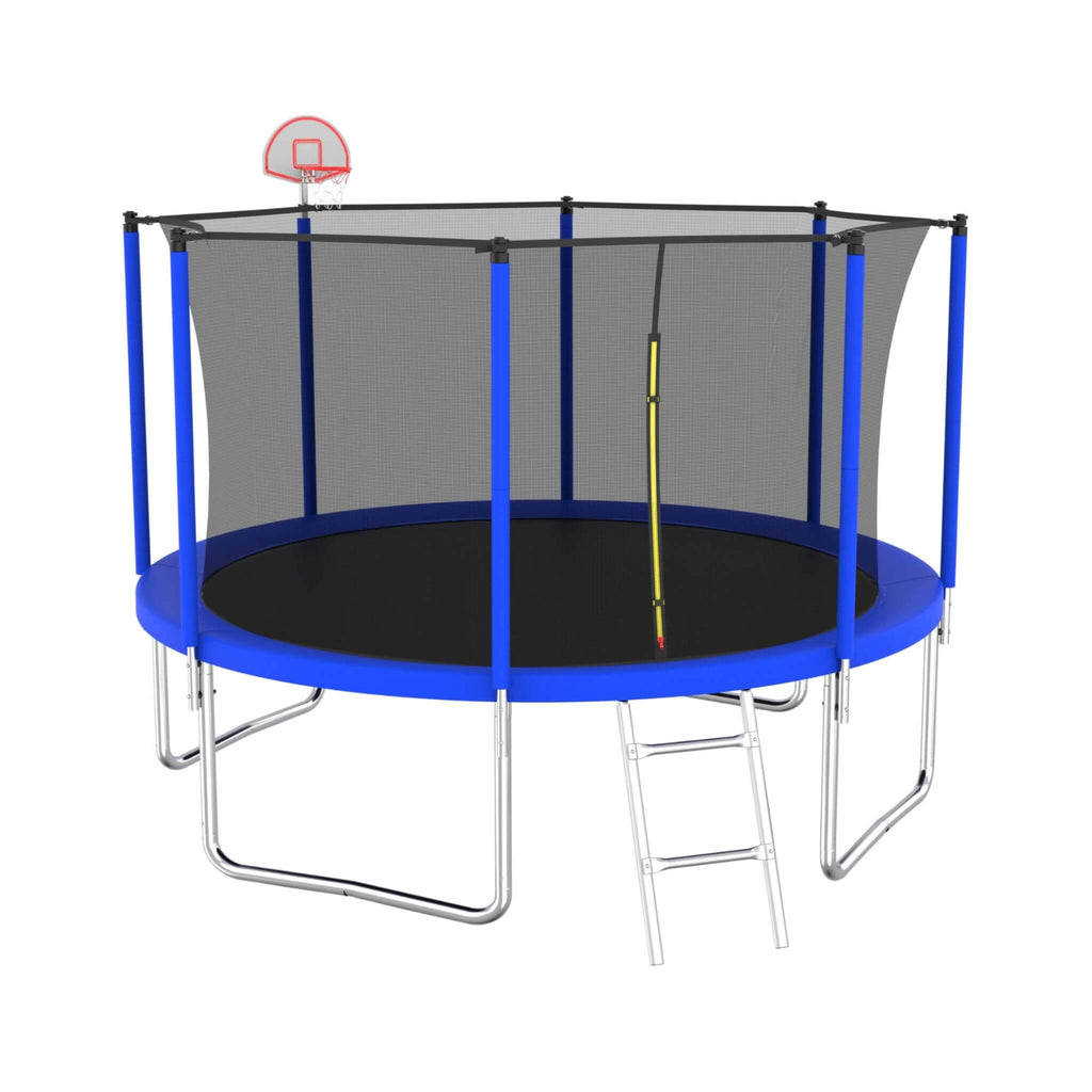Premium 12FT Outdoor Backyard Trampoline For Kids And Adults With Basketball Hoop And Safety Enclosure (SAK15723)