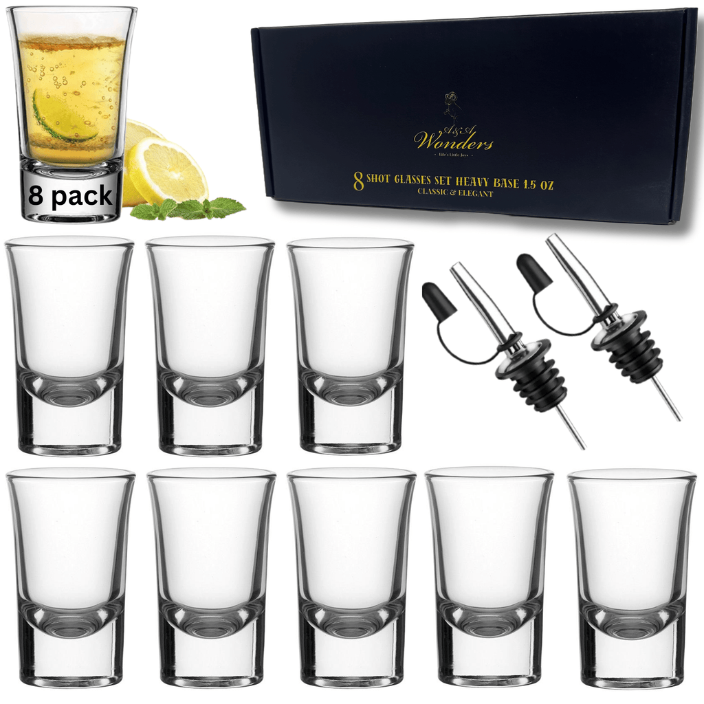 1.5 Oz Shot Glasses Set Of 8 With Heavy Base Shot Glass Set - Clear