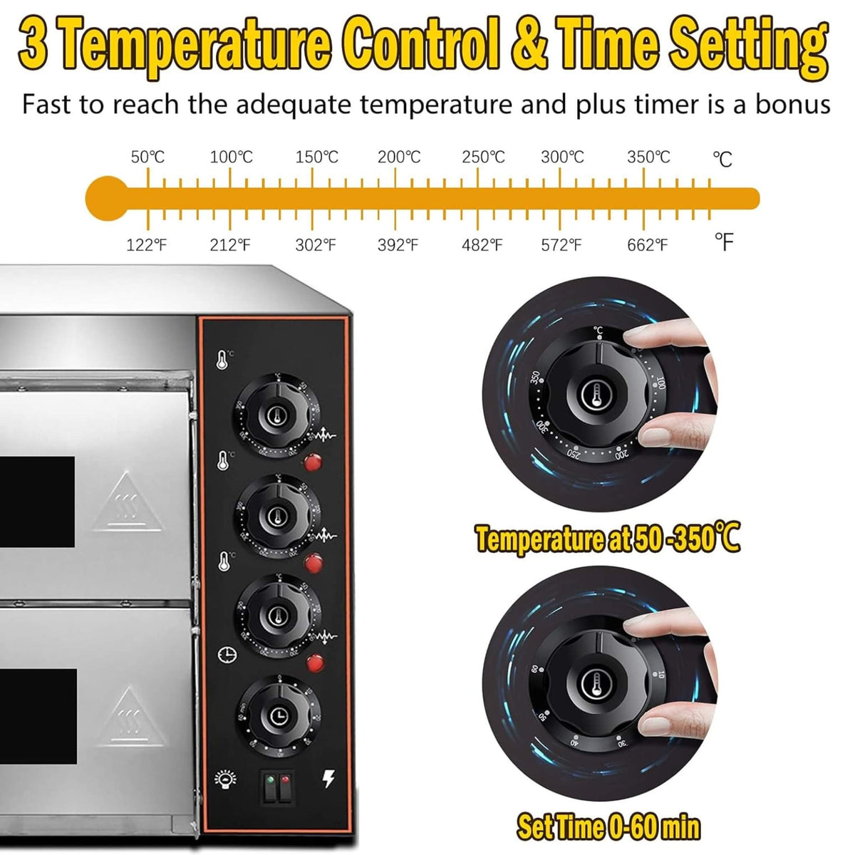 16-Inch Commercial Stainless Steel Double Deck 3000W 110V Electric Pizza Oven (SAK85429)