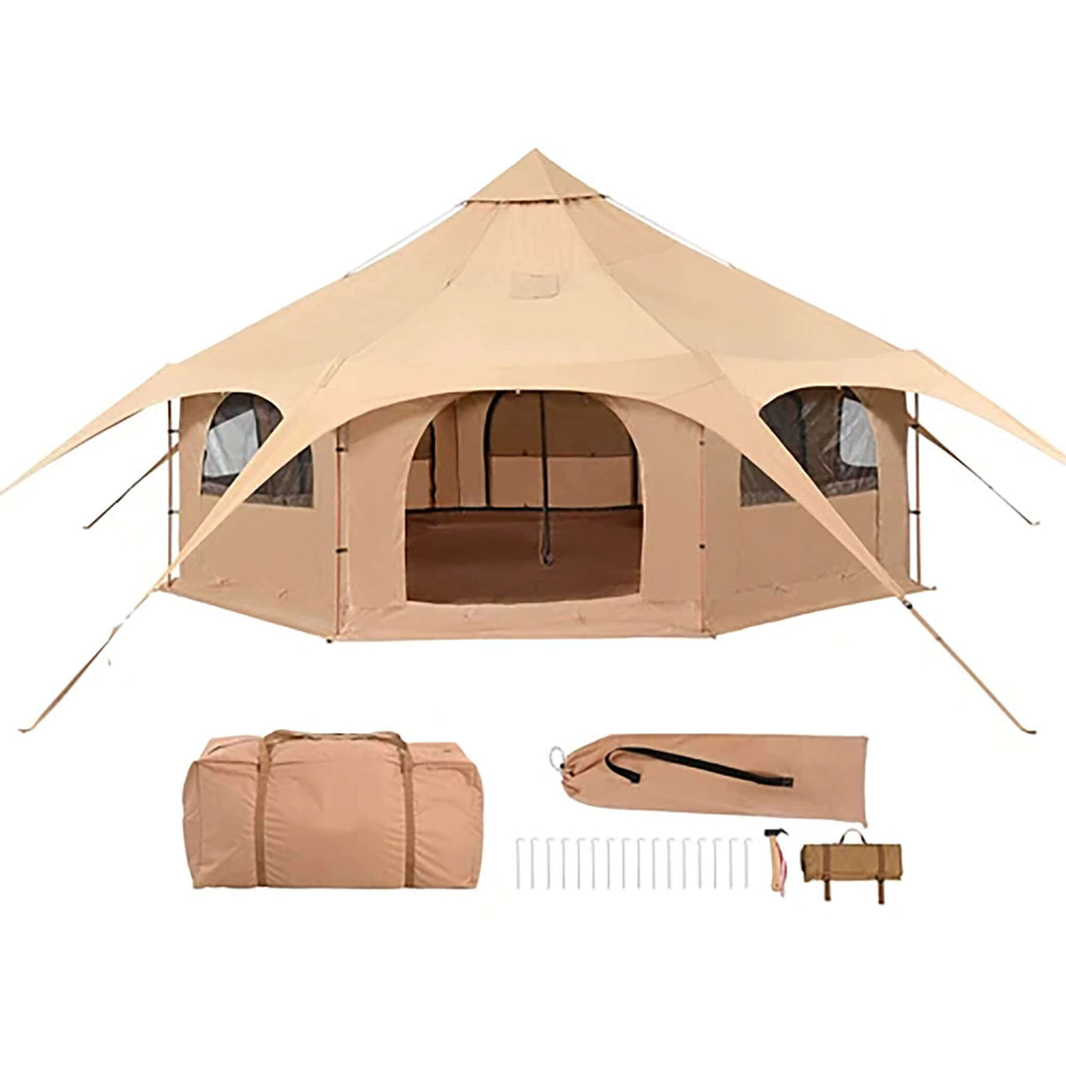 16FT Large Premium 4-Season 8-Person Bell Yurt Tent With Stove Jack (SAK75947)