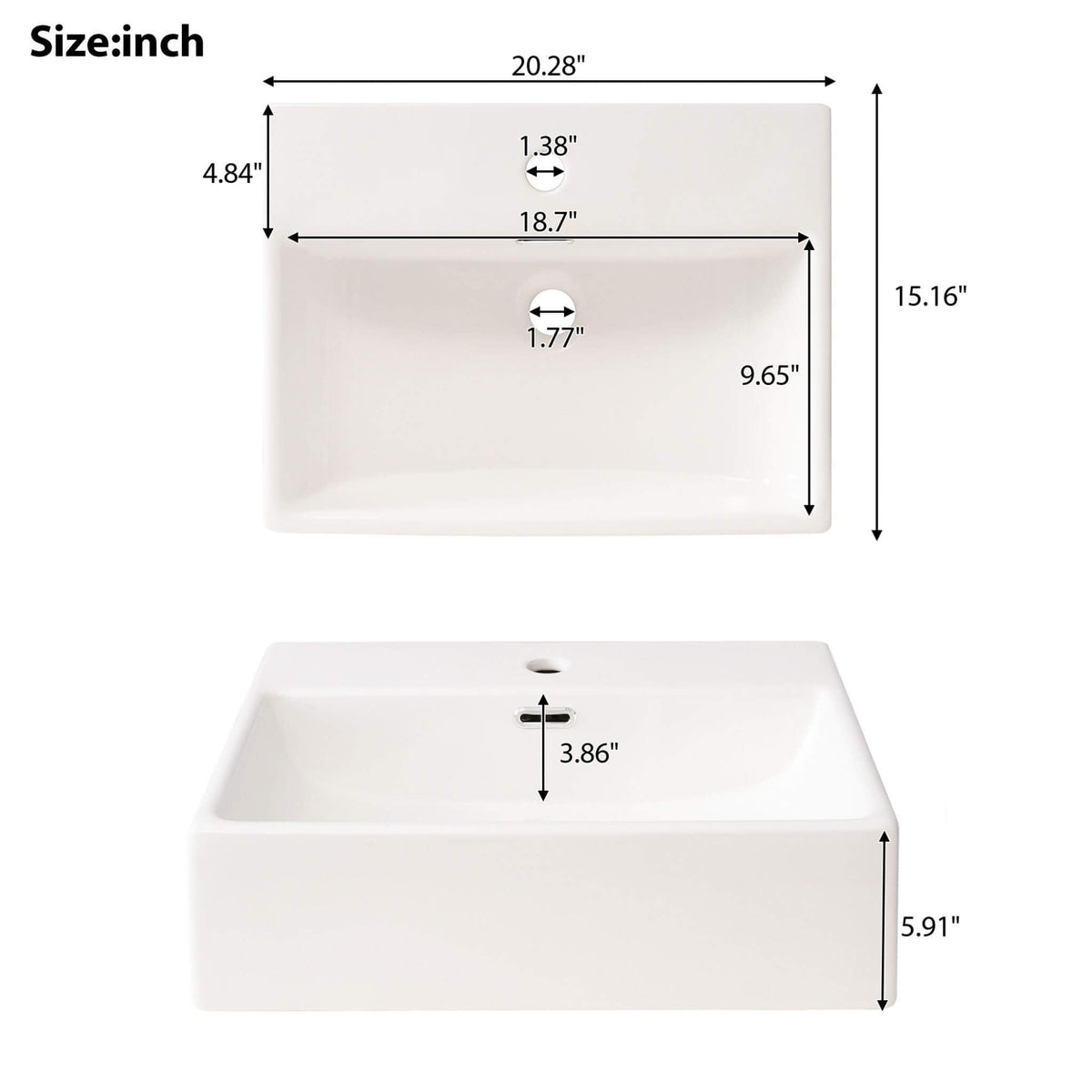 Nuvia 20-Inch Modern Bathroom Vanity With Ceramic Sink And Storage Cabinet (SAK83047)