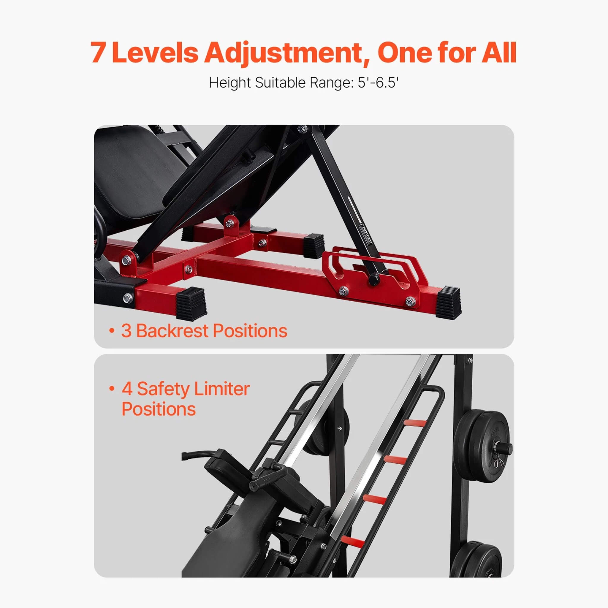 Rovix 2000LBS Adjustable Leg Press And Hack Squat Machine For Home Gym Workouts (SAK53148)