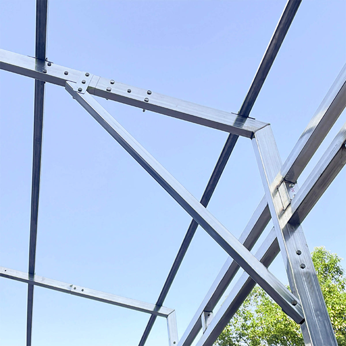 [23X46FT] Heavy-Duty Steel Garage Storage Shed With Reinforced Roof And 2 Doors (SAK29384)