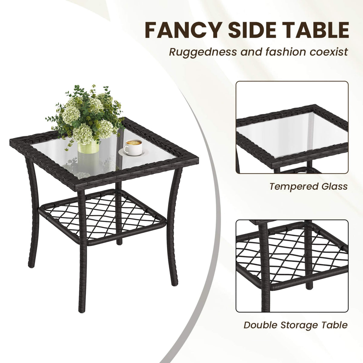 Alora 3-Piece Wicker Patio Bistro Set W/ Swivel Chairs And Table (SAK14789)