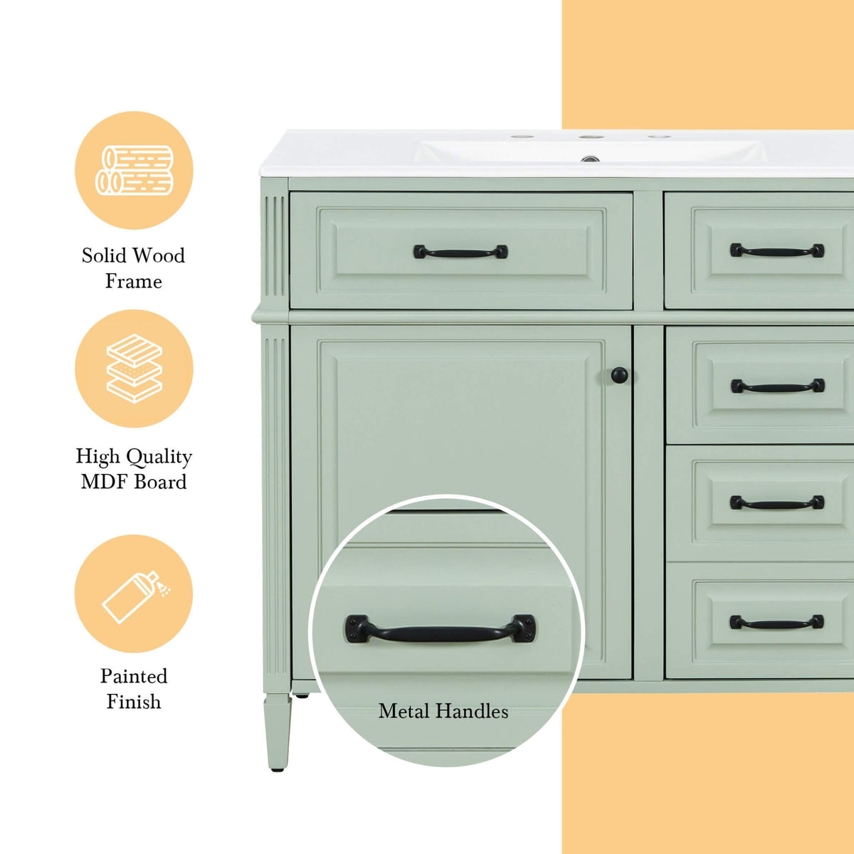 Nuvia 36-Inch Freestanding Bathroom Vanity With Ceramic Sink And Storage Cabinets [Faucet Not Included] (SAK41792)
