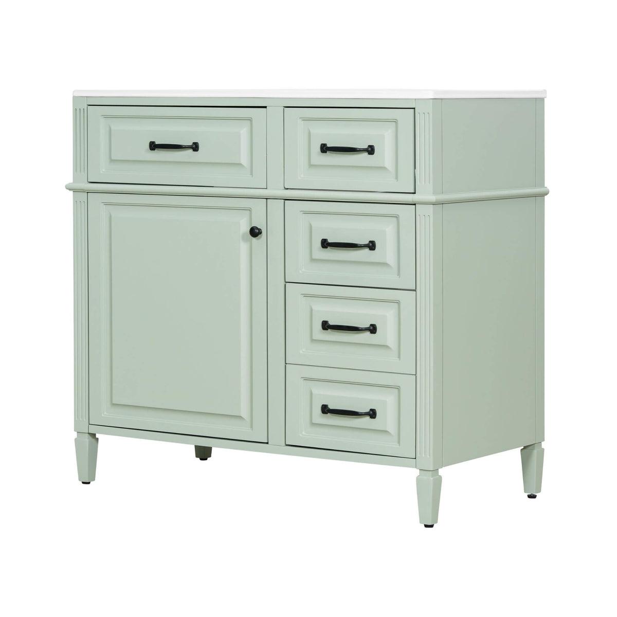 Nuvia 36-Inch Freestanding Bathroom Vanity With Ceramic Sink And Storage Cabinets [Faucet Not Included] (SAK41792)