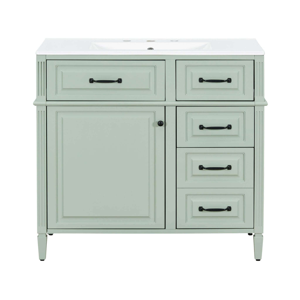 Nuvia 36-Inch Freestanding Bathroom Vanity With Ceramic Sink And Storage Cabinets [Faucet Not Included] (SAK41792)