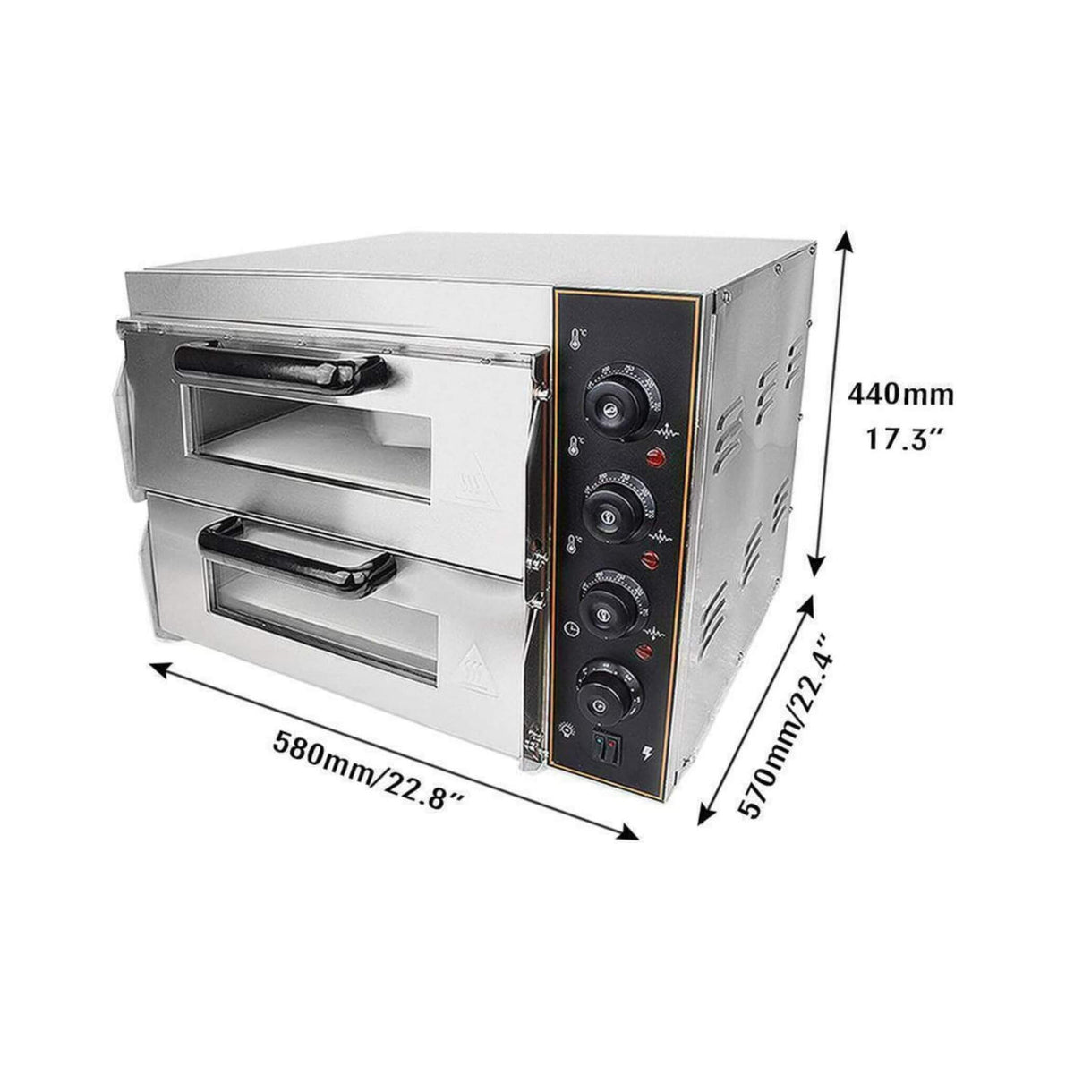 Heavy-Duty 3KW Electric Commercial Stainless Steel Double Deck Pizza Oven (SAK81427)
