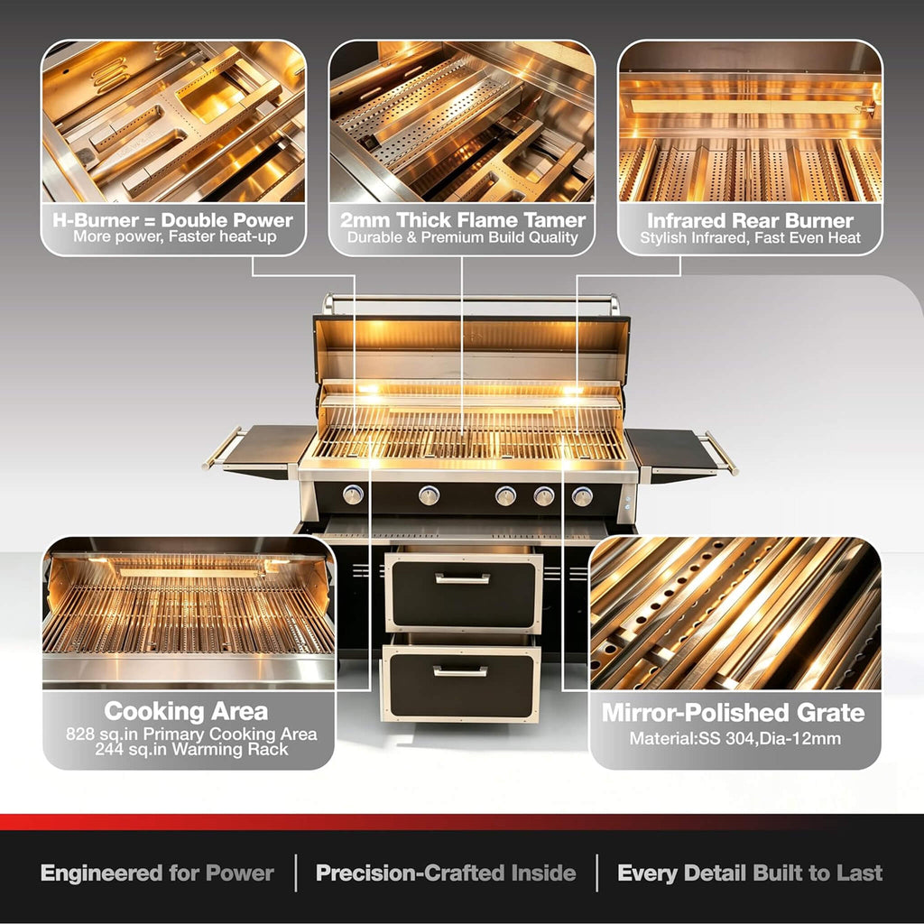 49-Inch Professional 99K BTU Outdoor Stainless Steel BBQ Grill (SAK91342)