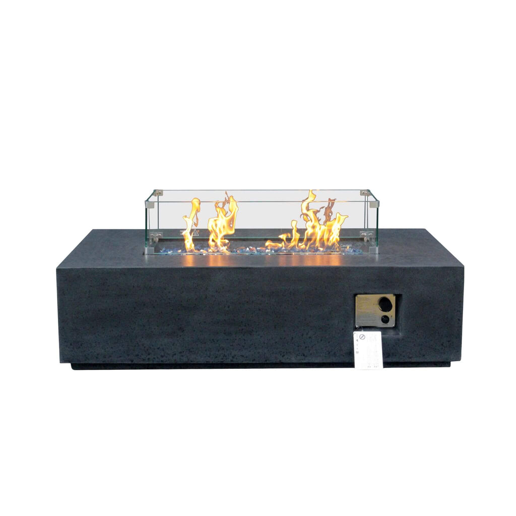 Alora 52-Inch Portable Concrete Rectangular Propane Fire Pit Table With Repair Kit (SAK52304)