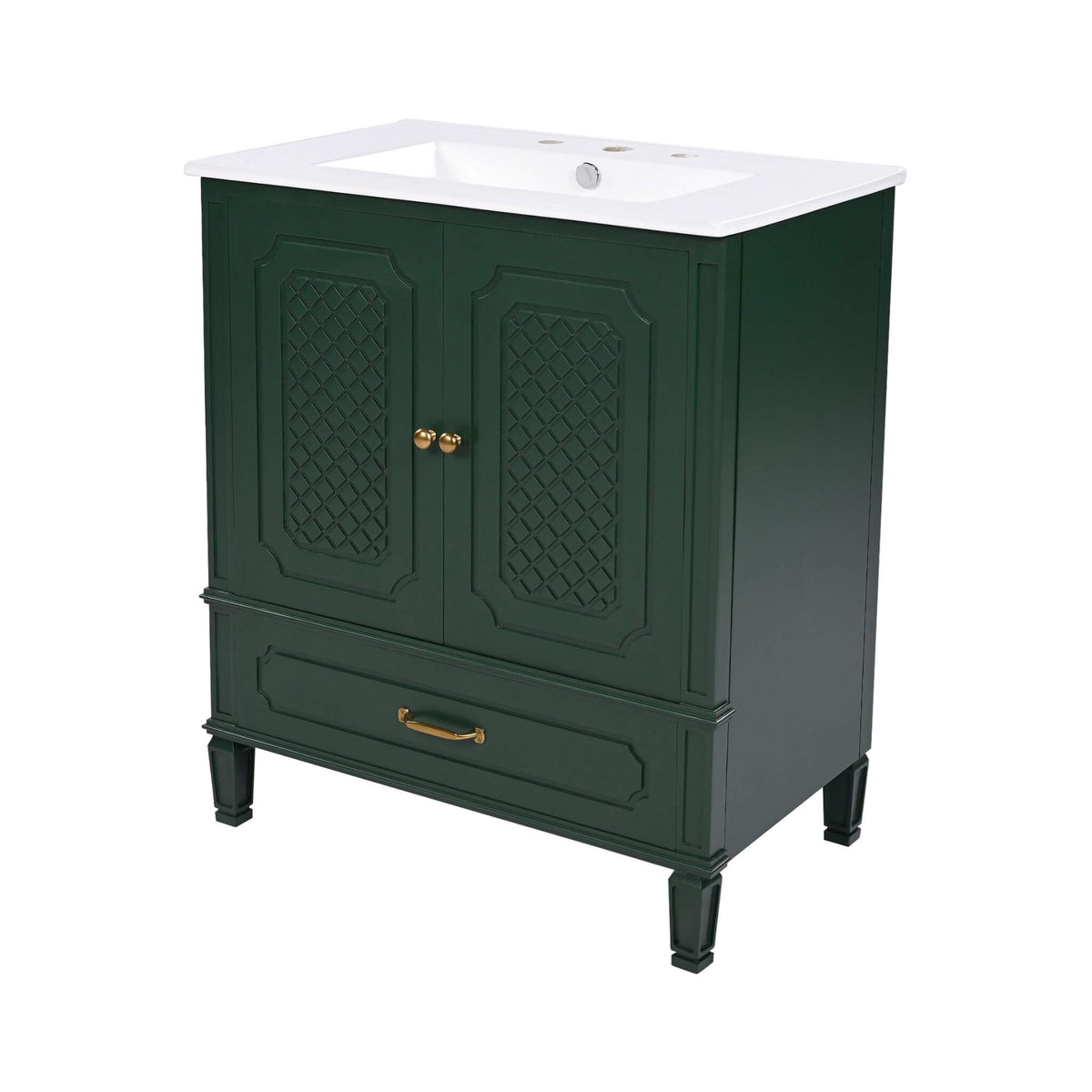 Nuvia 60-Inch Green Vintage Double Sink Vanity With Cabinets And Drawers (SAK26149)
