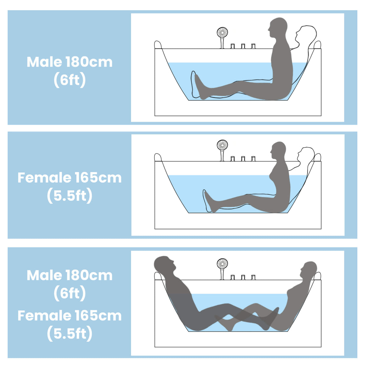 Nuvia Lagoona 61-Inch 2-Person Acrylic Whirlpool Massage Bathtub With 16 Water Jets And LED Lights (SAK15780)