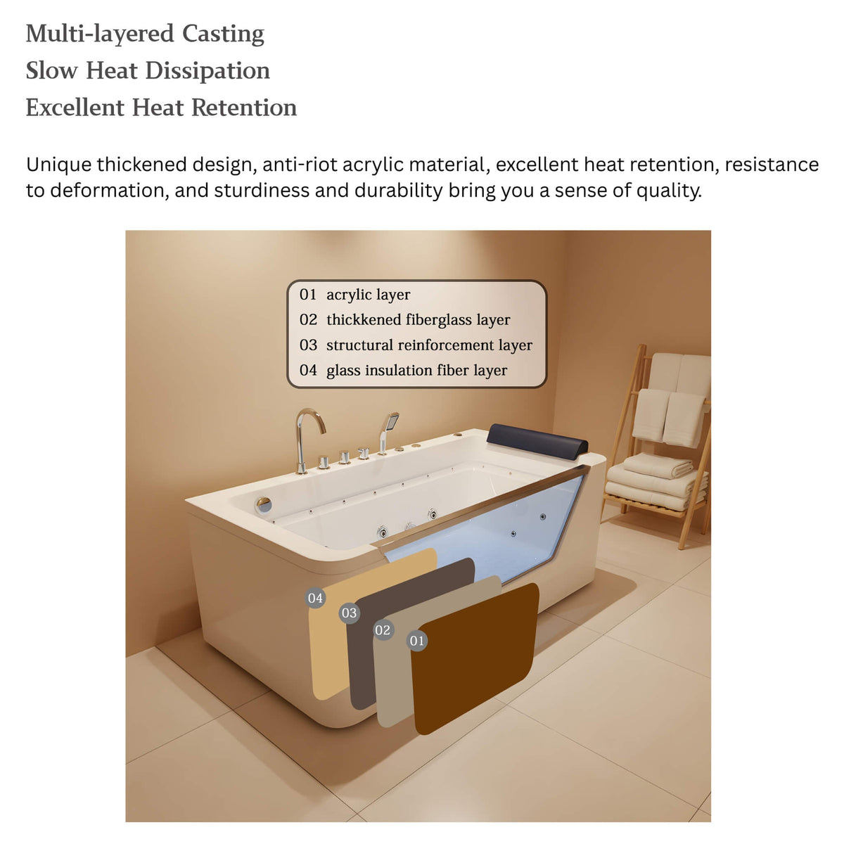 Nuvia Veloria 67-Inch 7-Jets Hydrotherapy Whirlpool Bathtub With Glass Panel (SAK25480)