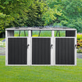 87-Inch Extra Large Heavy-Duty Outdoor Metal Garbage Bin Shed For 3 Trash Cans (SAK34981)
