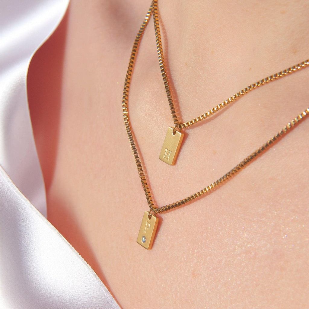 Layered Initial Tag Necklace