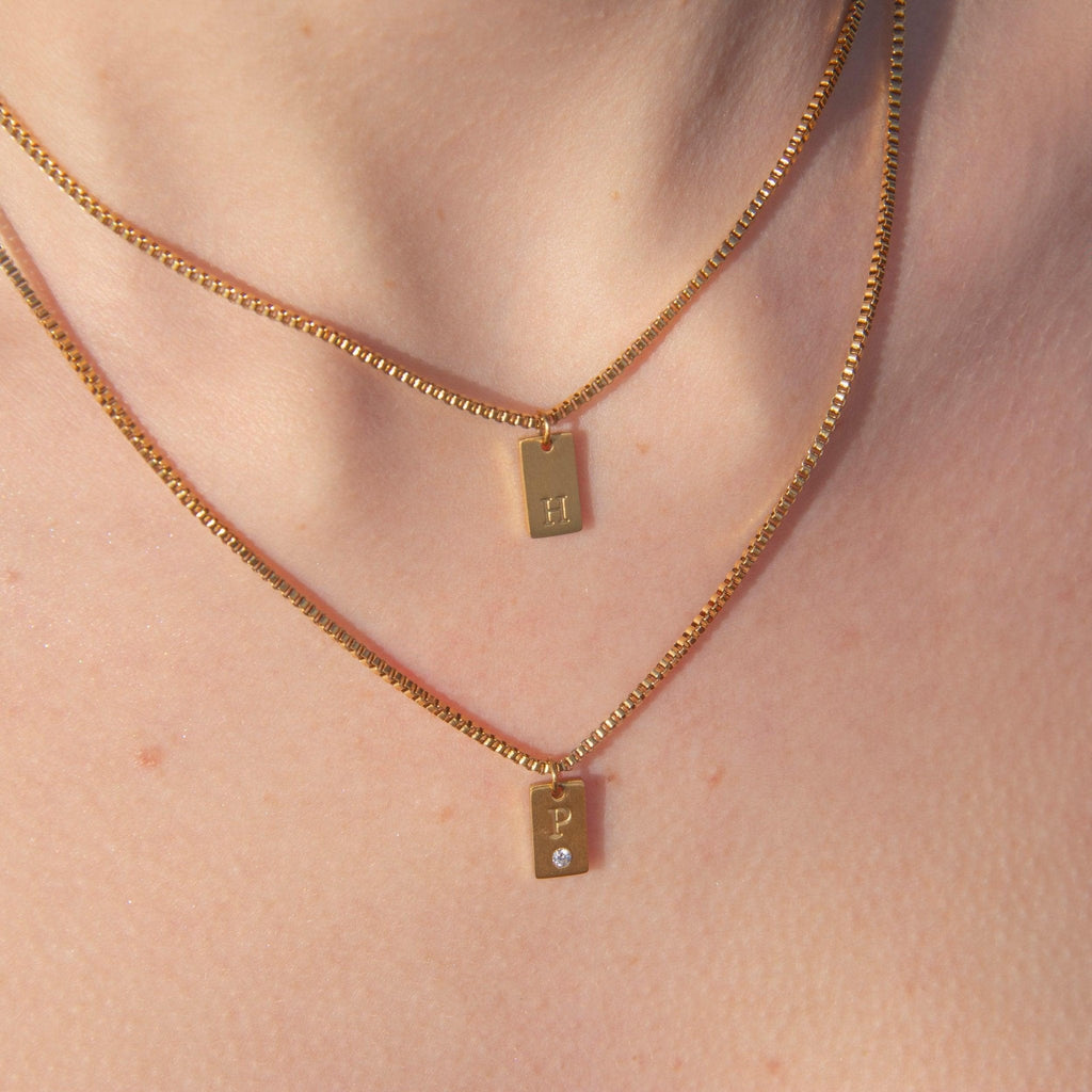 Layered Initial Tag Necklace