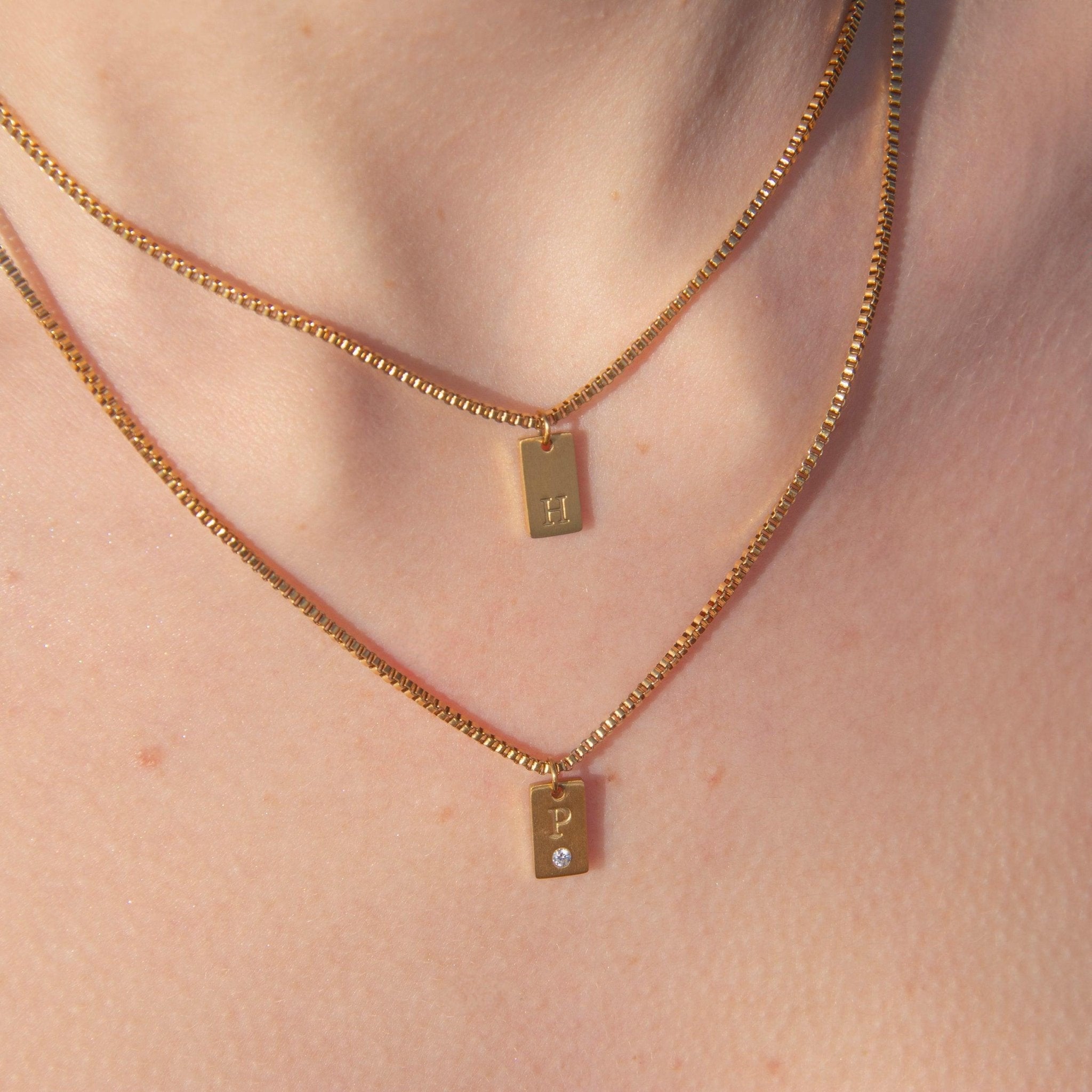 Layered Initial Tag Necklace