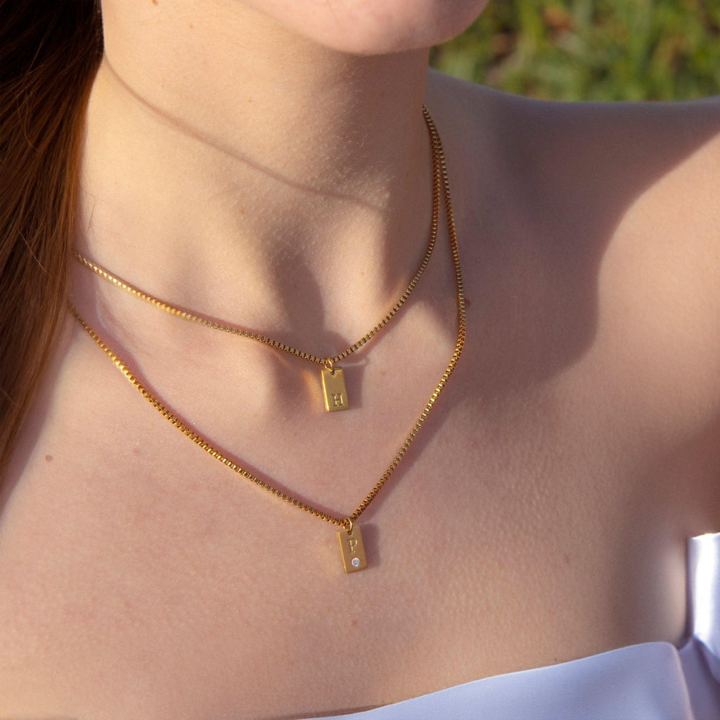 Layered Initial Tag Necklace