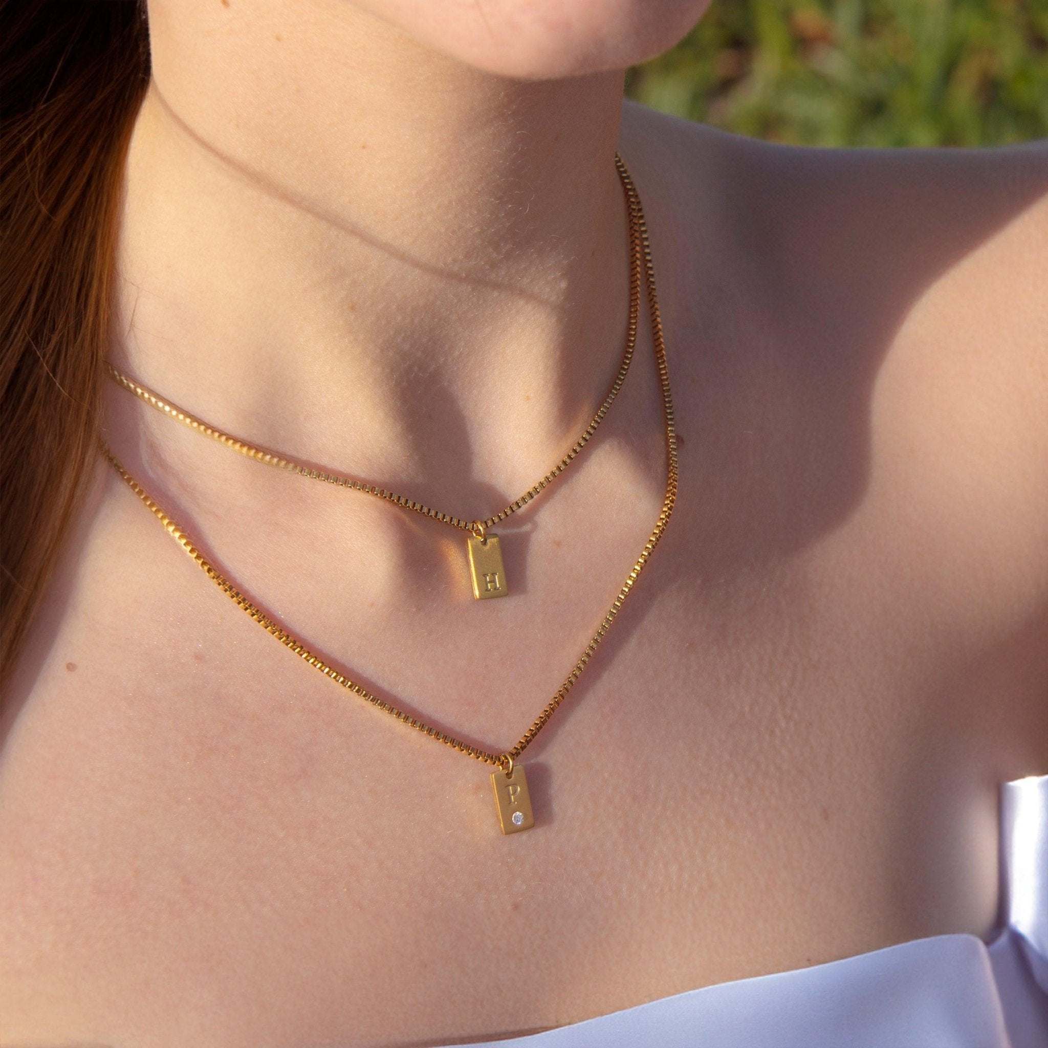 Layered Initial Tag Necklace