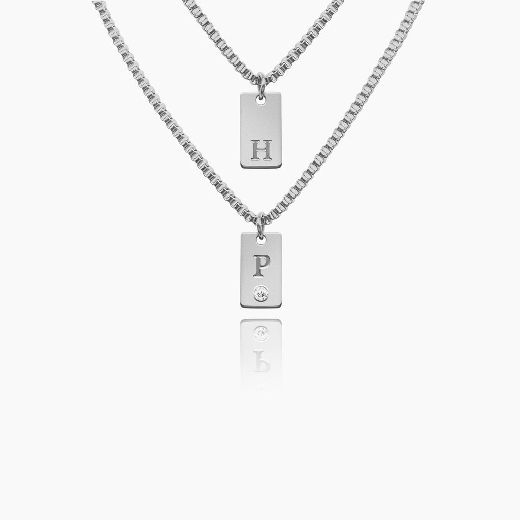Layered Initial Tag Necklace