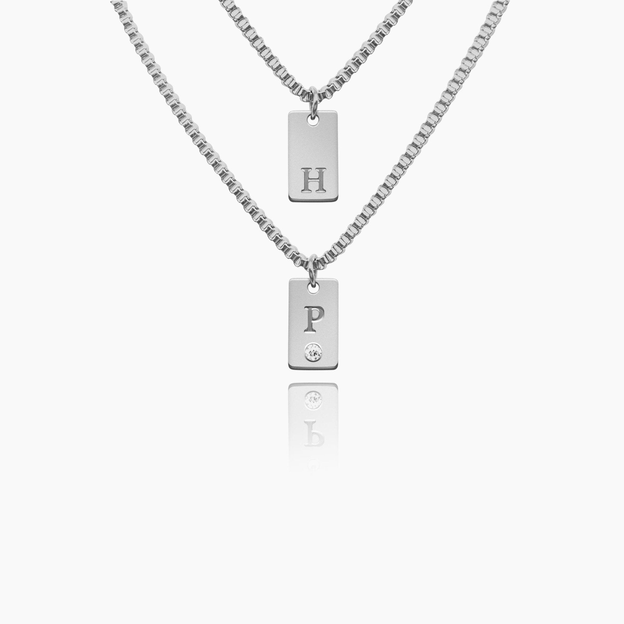 Layered Initial Tag Necklace