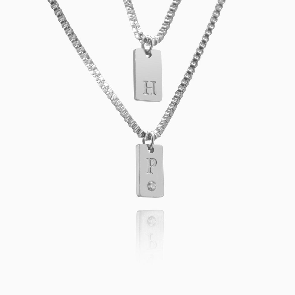 Layered Initial Tag Necklace