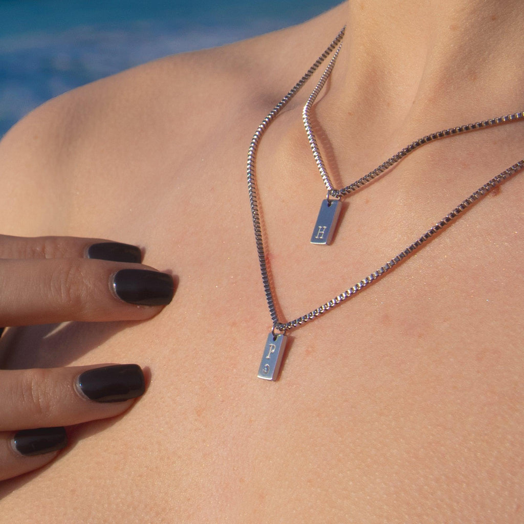 Layered Initial Tag Necklace
