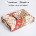 DaDa Bedding Cranberry Sage Floral Chevron Duvet Cover Set