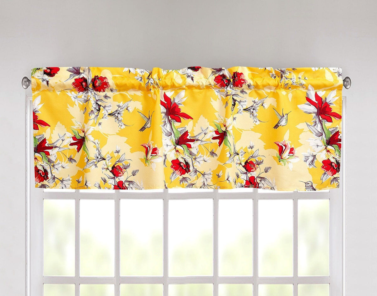 DaDa Bedding Yellow Hummingbird Duvet Cover, Sheets & Valance Set