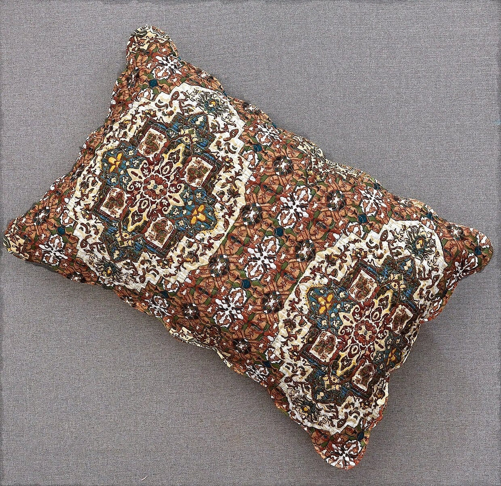 DaDa Bedding Rustic Earthy Cross Motif Folk Ogee Moroccan Scalloped Quilted Bedspread Set (JHW-944)