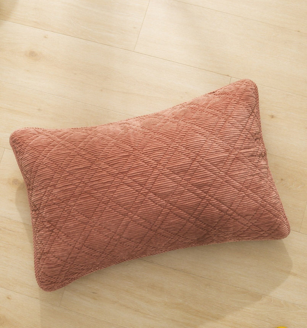 DaDalogy Bedding Terracotta Coral Brick Orange Soft Velour Corduroy Bedspread Set (JHW952)
