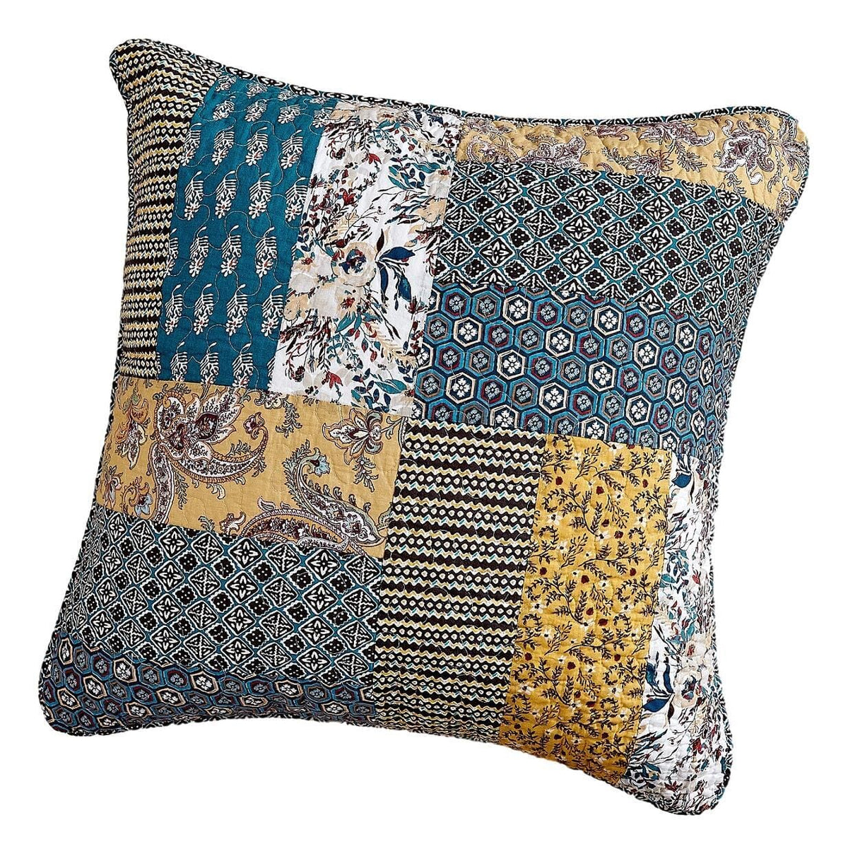 DaDalogy Bedding Set of 2 Honey Cove Floral Patchwork Throw Pillow Covers, 18" x 18" (JHW957)