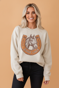 Western GOOD LUCK Graphic Oversized Sweatshirt
