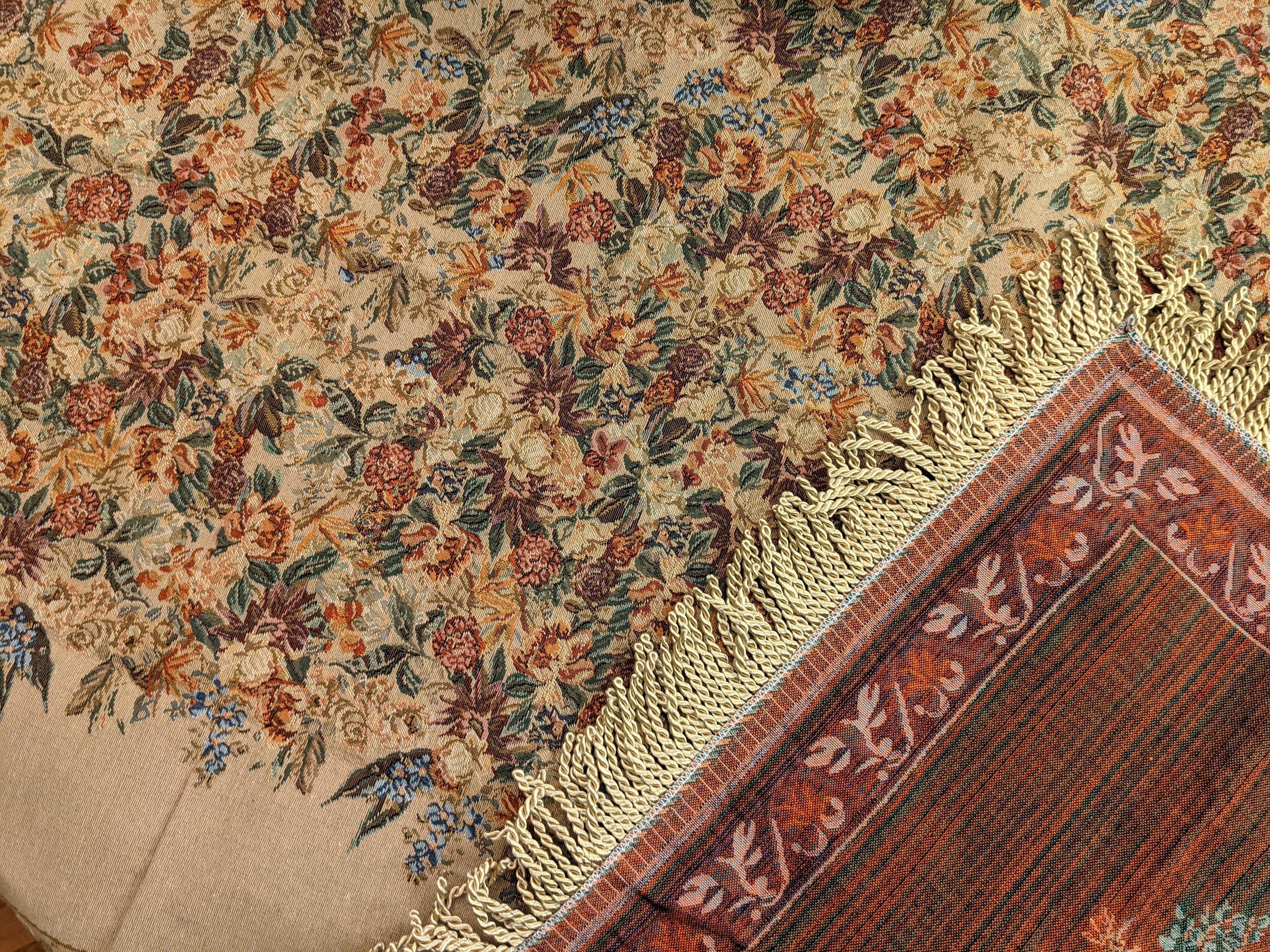 DaDa Bedding Wildflower Wonderland Floral Golden Beige Tan Square Dining Table Cloth (3100)