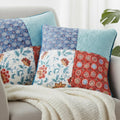 DaDa Bedding Set of 2-Pieces Bohemian Vibes Patchwork Floral Throw Pillow Covers, 18" x 18" (JHW878)