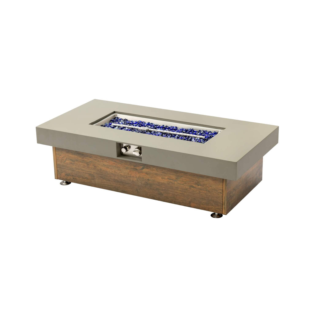 Alora Luxury 48-Inch Outdoor Wood Grain Iron Fire Pit Table With Lava Rocks (SAK37905)