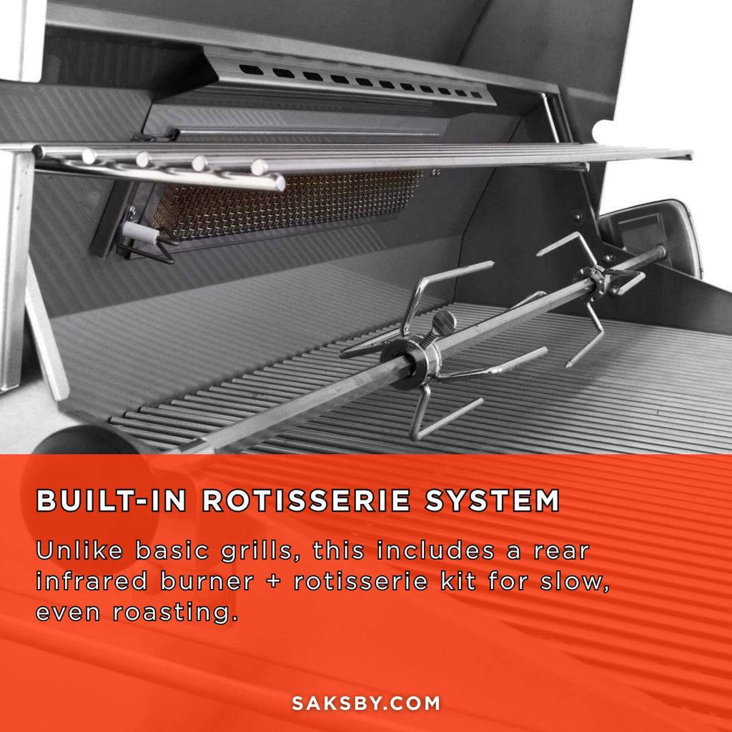 American Outdoor Grill T-Series 24-Inch 2-Burner Built-In Natural Gas Grill W/ Rotisserie Kit [24NBT] (SAK65205)