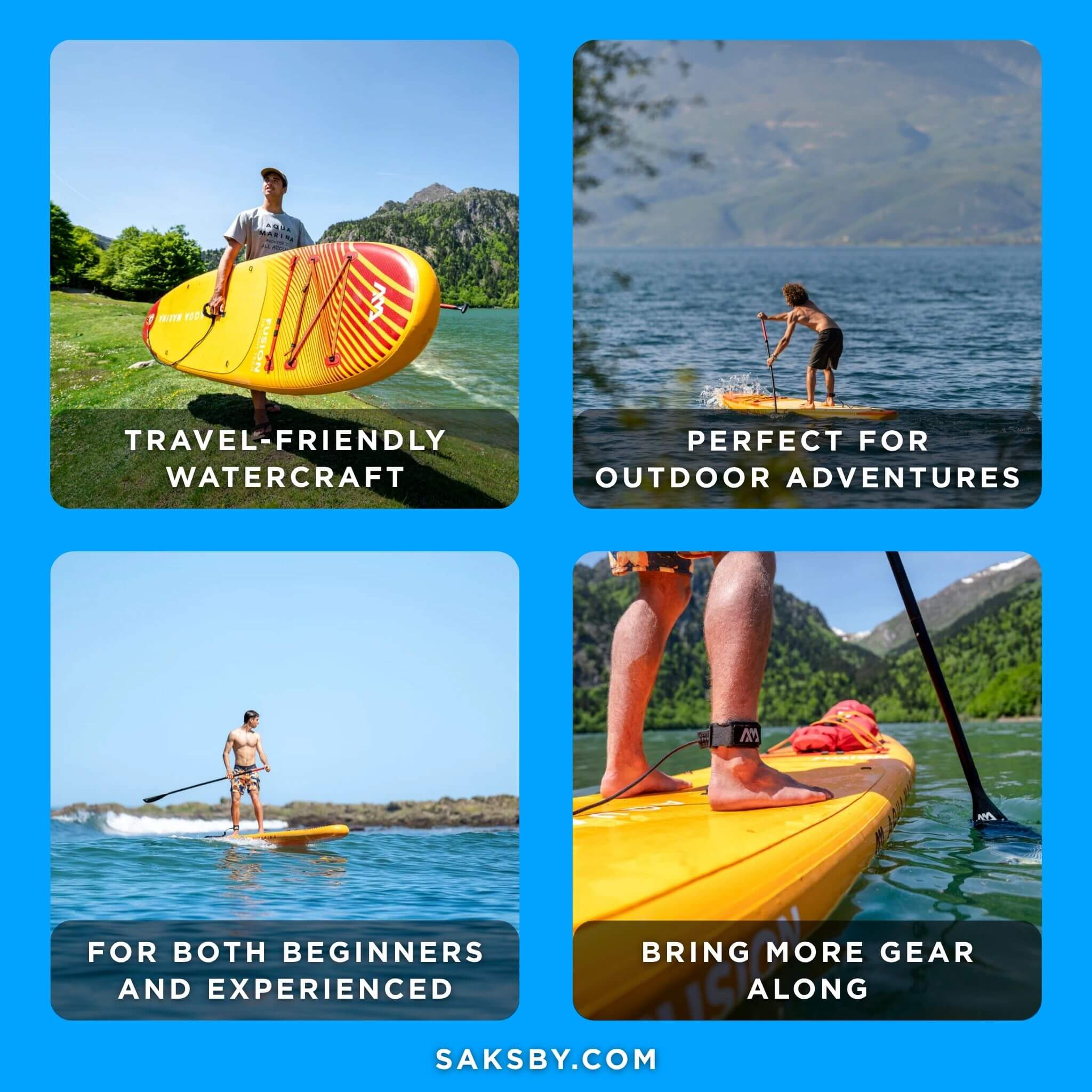 Aqua Marina Fusion 10FT Premium All-Around SUP W/ Durable PVC Rail Layers & Grooved EVA Footpad [BT-23FUP] (SAK37195)