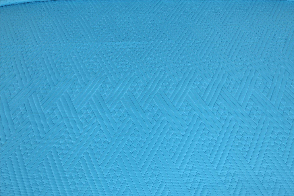 DaDa Bedding Gentle Wave Turquoise Teal Blue Lagoon Lightweight Quilted Bedspread Set (LH3000)
