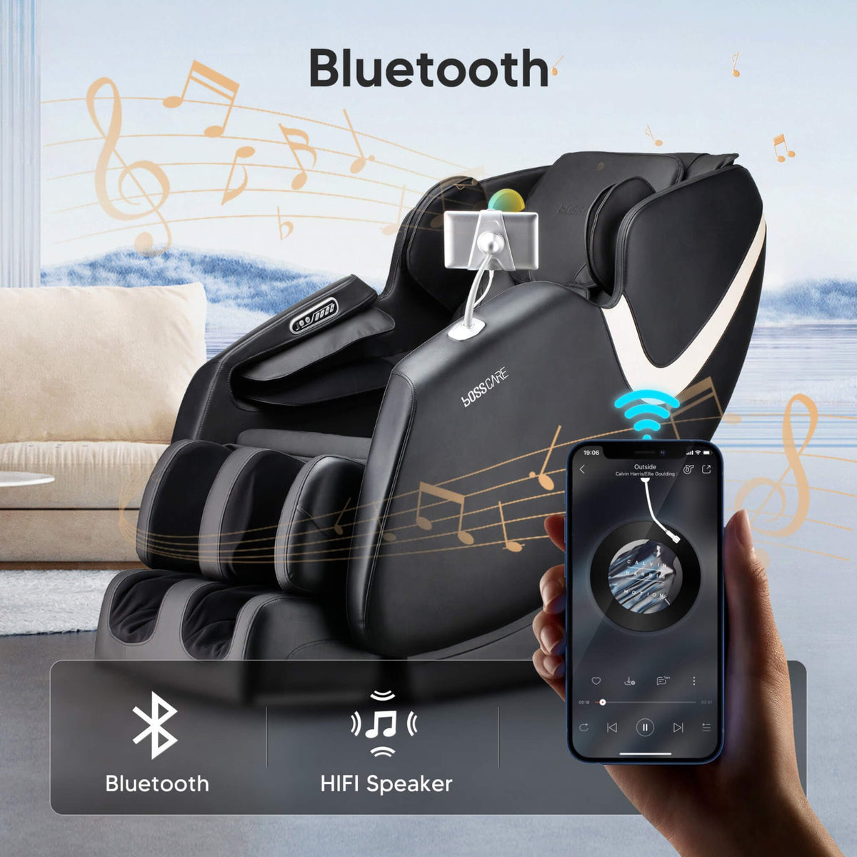 Bosscare Full Body Zero Gravity Shiatsu Recliner Massage Chair With AI Voice & App Control (SAK52960)