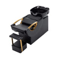 Commercial Black And Gold Shampoo Bowl Chair Set With Footrest (SAK43716)