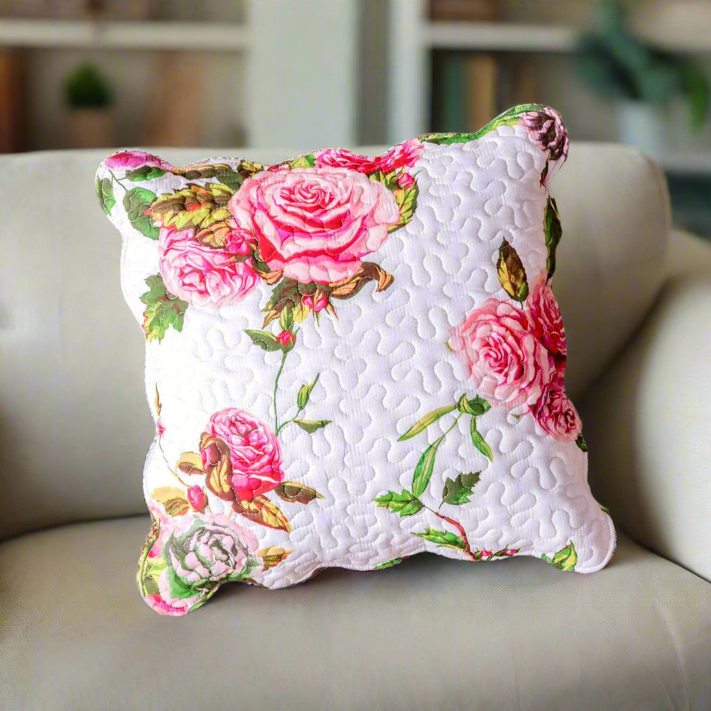 DaDa Bedding Set of 2 Romantic Roses Spring Floral Pink Throw Pillow Covers, 18" (JHW879)